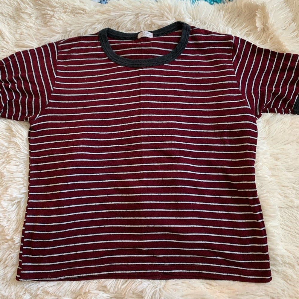 red and white striped crop top
